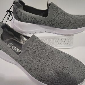 Athletic Works Womens Grey Memory Foam Slip On Sneakers